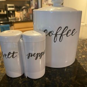 Threshold coffee canister and salt & pepper shakers
